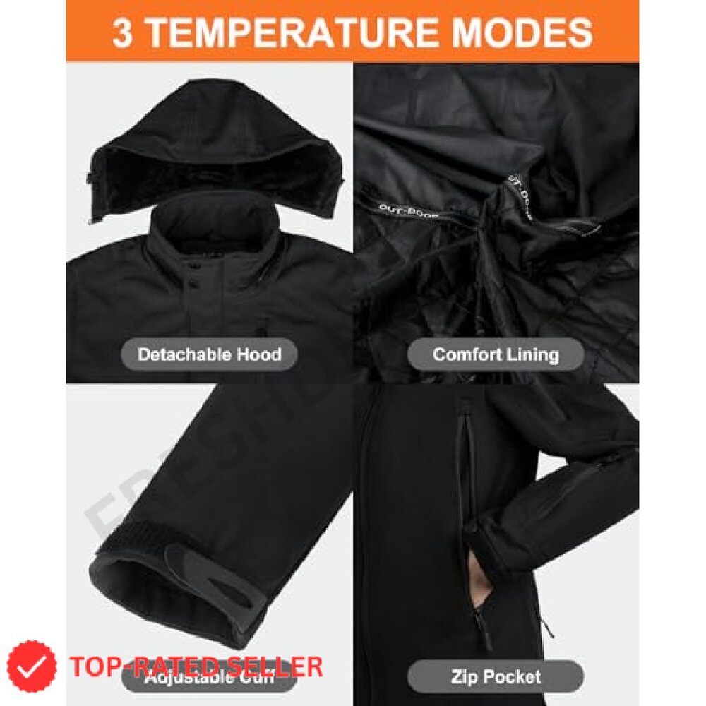 Heated Winter Jacket Soft Shell Detachable Hood E… - image 7